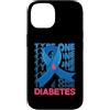 Diabetes Awareness Shirt Diabetic Gifts Custodia per iPhone 14 Tipografia nastro grigio e blu Tipo 1 Consapevolezza del diabete