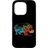 ROOTED WILD SOUL painted rainbow animal Custodia per iPhone 15 Pro Simpatico disegno colorato di ippopotamo Silouhette