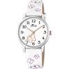 LOTUS Orologio Bambina Analogico in Acciaio Inossidabile e Pelle Bianco | Movimento al Quarzo, Vetro Minerale ad Alta Resistenza, Impermeabile 5 ATM, Classico 18864/1, con braccialetto regalo