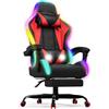 Devoko Sedia da Gaming RGB - Sedia da Ufficio Ergonomica con Funzione Massaggio e Poggiapiedi Telescopico, Schienale Regolabile (90-135°), Portata Massima 150 kg, Esperienza di Gioco Immersiva,Rosso