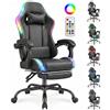 Devoko Sedia da Gaming RGB - Sedia da Ufficio Ergonomica con Funzione Massaggio e Poggiapiedi Telescopico, Schienale Regolabile (90-135°), Portata Massima 150 kg, Esperienza di Gioco Immersiva, Nero