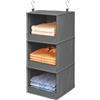 Lifewit Organizer Armadio da Appendere con 3 Ripiani e 2 Ganci Robusti, Salvaspazio Ripiani per Armadio Interno, Organizzatore Pieghevole per Vestiti, Camera da Letto e Camper, Grigio