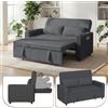 Devoko Divano Letto 2 Posti in Velluto Divano Matrimoniale Prontoletto Estraibile con Schienale Regolabile in 5 Posizioni per Soggiorno, Camera da Letto o Ufficio, 69P x 141L x 88H cm, Grigio