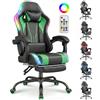 Devoko Sedia Gaming RGB Ergonomica con Poggiatesta, Lombare Regolabile, Poggiapiedi Retrattile, 90-135°, 150 kg, Esperienza di Gioco,Verde