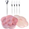 Rieoany Porta Caramelle Con 5 Forchette E Cucchiai In Acciaio Inox Petalo Porta Caramelle Da Tavolo Coperchio Trasparente Plastica Contenitore Frutta Secca Per Conservare Snack, Frutta Secca E Frutta Rosa