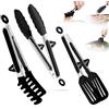 YIYAXIN 3 Pezzi Pinze da Cucina Acciaio Inox con Supporto & Manico, Pinza Barbecue Antiscivolo Alimentare, Utensili Cucina Silicone Pinza Spaghetti Antiscottatura per Insalata, Pasta, Friggitrice, BBQ