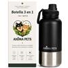 Anima Pets Borraccia per cani 3 in 1, abbeveratoio e ciotola portatile, in acciaio inox 304, bottiglia termica da 1 l, mantiene il freddo per 24 ore e il caldo per 12 ore, ideale per passeggiate, viaggi ed