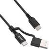 InLine Cavo InLine® 2-in-1 USB-C + adattatore USB-A, USB 2.0, 100W, TPE, nero, 2m