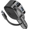 Cellularline Retractable Car Charger Caricabatterie da auto 60W con cavo retrattile Nero