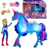 Unicorn Academy, Unicorno Train & Glow River con Isabel, 3 Accessori da Dressage ed Effetto Luminoso, Bambole e unicorni Giocattolo per Bambine dai 4 Anni in su