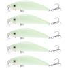 MALUGOGO Esche Artificiali Luminose Dimensioni 7x2,5x1,5 Cm per Pesca Notturna 5 Pezzi con Spinner ad Ago in Plastica Verde, Facili da Usare, per Pesca in Acqua Dolce e Salata
