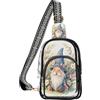 linqin Marsupio trasparente per gli amanti del festival con tasche multiple | Parte anteriore in PVC trasparente, per tutte le stagioni, cerniere in metallo liscio, gnomo floreale