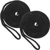 JOINPAYA 2 Pezzi Corda in Nylon Nero 16 Capi 1/2 Pollice per Ormeggio | Attracco e Ancoraggio, Uso su Barca, Corda Elastico, Robusta e Pratica