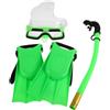 Kisangel Set da snorkeling per, maschera da snorkeling, pinne regolabili e boccaglio, verde, PVC PP EVA PC, 1 set, per nuoto e snorkeling
