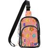 linqin Marsupio trasparente per partecipanti ai concerti con cinghia regolabile | 7,1 × 10 × 10,2 pollici, uso quotidiano, leggero, portatile, colorato pesce tropicale