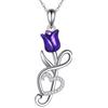 ONEFINITY Collana a forma di tulipano, in argento Sterling 925, con note musicali, ciondolo a forma di tulipano, regalo per donna
