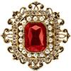 Colcolo Retro Spilla Vittoriana in Cristallo con Smeraldo Fiore Spilla Lady Party, Rosso