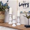 NIKKY HOME Set di 3 portacandele in legno, decorazione per la casa, centrotavola per camino, soggiorno o sala da pranzo, bianco invecchiato
