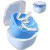 Rieoany Porta Apparecchio Denti con Cestello, Portatile Denti Finti Contenitore, Custodia per Paradenti, Scatole per Dentatura, Design Trasparente e Visibile, Adatto per Pulizia, Conservazione, Trasporto