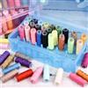 Smarbettiy Scatola organizer per fili da cucito, con custodia per 42 bobine, porta bobina trasparente per filo da ricamo, contenitore portatile per forniture per cucito e bobina di filo in plastica (rosa)