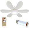 Generic Ventilatore a soffitto con luce e telecomando, attacco E27 a vite, 40W 2400LM dimmerabile, 3 colori e 3 velocità, motore silenzioso, piccolo ventilatore a soffitto da 52 cm per camera da letto, cucina