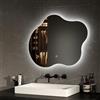 EMKE Specchio da bagno con luci a LED, 500 x 600 mm, forma irregolare, illuminato, senza cornice, specchio per il trucco retroilluminato, con funzione di oscuramento, 3 colori, funzione memoria,