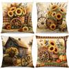 ZJILIXIA 4 Pezzi Federe per Cuscini Autunno 40x40cm,Autunnale Gettare Decorativo Caso Federa Cuscino,Giorno Del Ringraziamento Federe per Cuscini Divano,Federa per Cuscino in Lino,Per Divano Decorazione (B)
