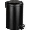 WENKO Pattumiera da cucina Leman, 12 litri, pattumiera con chiusura automatica, a pedale, inserto rimovibile, in acciaio verniciato, 25x38x32 cm, Nero opaco