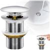 Dtoterul Piletta Lavabo Bagno, Tappo Lavandino Bagno Pop Up, Piletta Lavabo Universale G1 1/4", Tappi di Scarico per Lavello, Piletta Click Clack Senze Troppopieno, Adatto per Cucine e Bagni