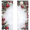 Generico Tende stampate natalizie palline Natale | Tende natalizie soggiorno | Tenda stampata natalizia con fiocchi neve rami pino | Tenda trasparenti rosse per finestre decorazione della camera