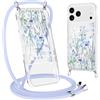 Gcxvaoi Magnetica Cover con Cordino per iPhone 17 Pro,Aesthetic Fiori Disegni Custodia con Collana Tracolla Laccio Corda Compatibile con MagSafe,Trasparente Silicone Antiurto Case per iPhone 17 Pro,02