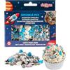 dekora - Zuccherini decorativi per dolci Mix spazio, Sprinkles per torte e cupcake, Codette colorate di zucchero, Decorazioni commestibili per torte di compleanno per bambini, Senza glutine 70g