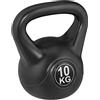 Relaxdays Kettlebell da 10 kg, Pesi in Plastica per Home Gym, Manubri, Fitness Workout, per Donne e Uomini, Nero