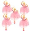 VOSAREA Set 5 Figurine Bambola Danzante Rosa per Music Box in Plastico