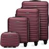 WITTCHEN Skyspeed Line Set di 4 valigie con custodia per cosmetici Valigia da viaggio trolley bagaglio a mano rigida ABS chiusura a combinazione manico telescopico 4 ruote Marrone Ryanair/ITA Airways