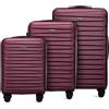 WITTCHEN Skyspeed Line Set di 3 valigie Valigia da viaggio Rolling Trolley Bagaglio a mano rigide in ABS con serratura a combinazione Manico telescopico 4 ruote Marrone Ryanair/ITA Airways
