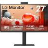 LG 27BA850-B.AEU Monitor PC 68,6 cm [27] 1920 x 1080 Pixel Full HD Nero (LG 27BA850-B - BA850 Series monitor a LED 27 [1080p] @ 100 Hz IPS 250 cd/m? 1300:1 5 ms HDMI, DisplayPort, USB-C altoparlanti aziendale) [27BA850-B.AEU]