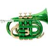 Roy Benson Bb pocket trumpet PT-101E (campana in ottone di precisione, leadpipe in ottone dorato, tromba tascabile di qualità, inclusa custodia protettiva rettangolare, con funzione di zaino), Verde