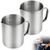 Demlaka 2 misurini in acciaio inox da 1 l, con marcatura e manico, per uso alimentare, in acciaio inox 304, per lattiera, caffettiera, secchiello per ghiaccio, lavabile in lavastoviglie