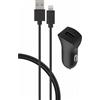 BigBen Connected, caricatore per auto USB-A 2,4A a ricarica rapida + cavo USB-A / Lightning, nero