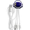 Bigben Connected YELLO KOKO, 5 in 1 Andy XXL USB A C/Micro USB e USB C e cavo Lightning 1 m Astro, bianco