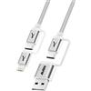 Akashi, cavo 4-in-1 USB-C + Lightning compatibile con Apple CarPlay Android Auto, grigio