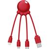 XOOPAR, cavo USB 4 in 1 Octopus Micro-USB USB-C Lightning, rosso