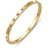 Yifnny Bracciale da donna in oro, Bracciale a forma di cuore Bracciale di coppia in acciaio inossidabile Bracciale semplice Regalo per la festa della mamma Gioielli a forma di cuore (Oro)
