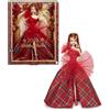 Barbie Bambole natalizie 2024, giocattolo da collezione stagionale, firma, abito scozzese con fiocco rosso, confezione visualizzabile, capelli rossi