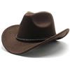 Aegistus Cappello da cowboy stile western, cappello in feltro da esterno con bordo largo in Chinlon, adatto per uomini e donne, cappello da cowboy classico, cappello per feste e foto di scena, caffè