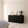 Dmora - Credenza Giselle, Buffet da soggiorno, Madia da salotto, Dispensa da cucina, 154x50 h70 cm, Nero