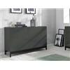 Dmora - Credenza Sebastiano, Madia da Cucina a 1 Anta e 3 cassetti, Buffet da Soggiorno, 100% Made in Italy, cm 110x40h47, Antracite Lucido