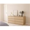Dmora - Credenza Giselle, Buffet da soggiorno, Madia da salotto, Dispensa da cucina, 154x50 h70 cm, Rovere