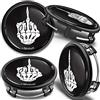 SkinoEu 4 x 75mm Coprimozzo Copricerchi Tappi Ruota Cerchi Lega Ricambio Compatibili per Mercedes Benz 6470207 / B66470200 Nero Cranio Dito Medio CM 22